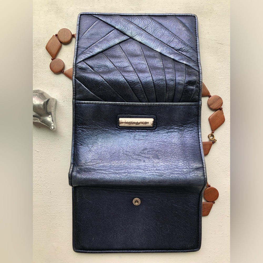 Isabella Fiore 100% leather wallet - metallic blue - rare hard to find - Picture 5 of 17